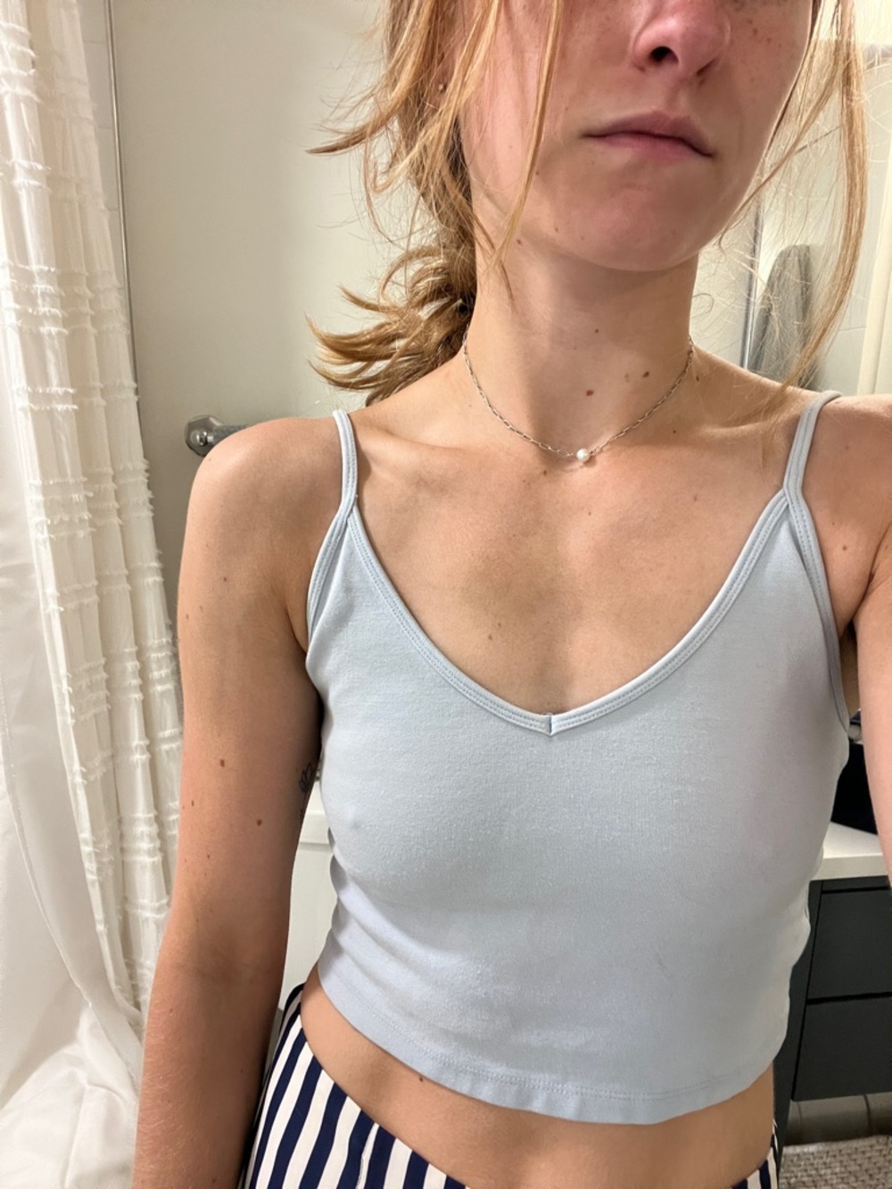 Aritzia Pale Blue V-Neck Cropped Camisole
